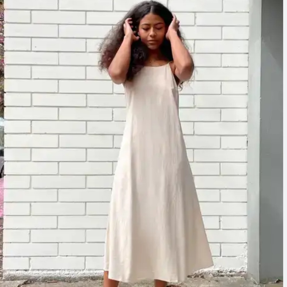 Oak + Fort Plisse Sheer Midi Dress